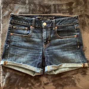 American Eagle Dark Wash Midi Jean Shorts
